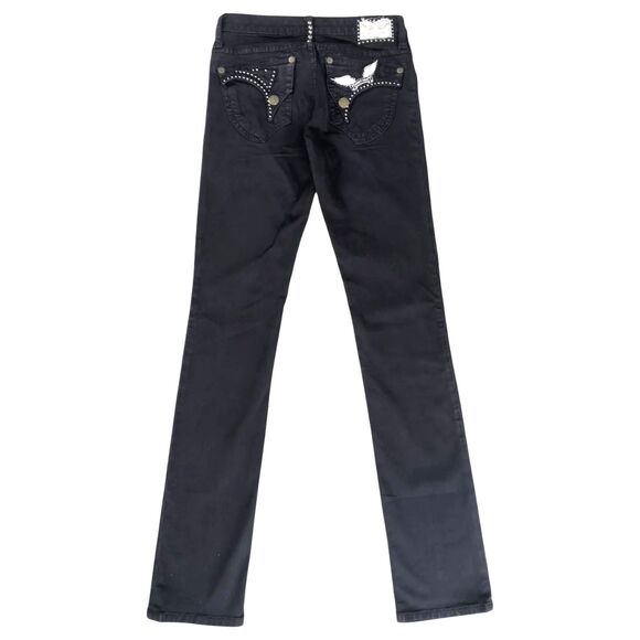 Robin's Jeans SP8369 Long Flap Studded Pockets Black Skinny Jeans Women's 26 - Picture 1 of 8